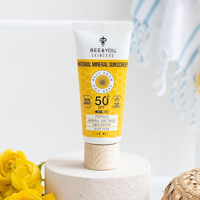 BEE and YOU Mineral Body Sunscreen SPF 50 | Non-Nano Zinc Oxide | 100% Natural, Reef-Safe, Broad Spectrum UVA/UVB Protection | Eco-Friendly Sunscreen for Body