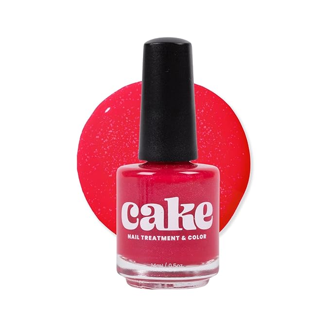 CAKE Power Boost Nail Strengthener & Hardener, Repair Damaged Nails, Non-Toxic, Professional Brush, Keratin Enriched (Sassy Senorita) (1 fl oz)
