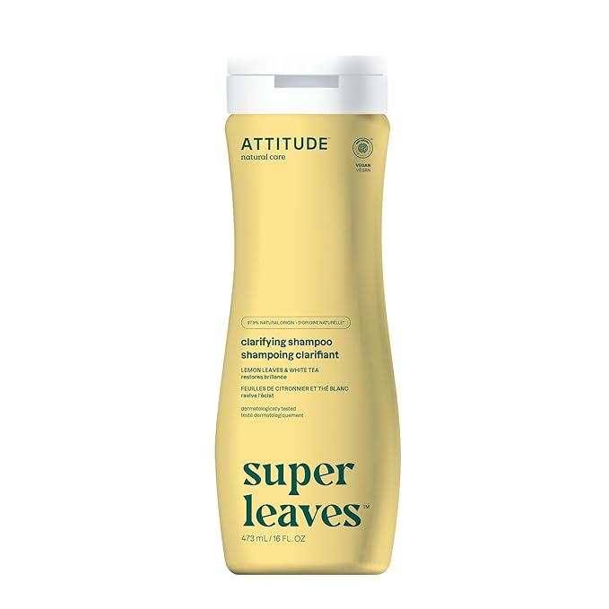 ATTITUDE Clarifying Hair Shampoo, EWG Verified, Restores Shine, Naturally Derived Ingredients, Vegan and Plant Based, Lemon Leaves and White Tea, 16 Fl Oz