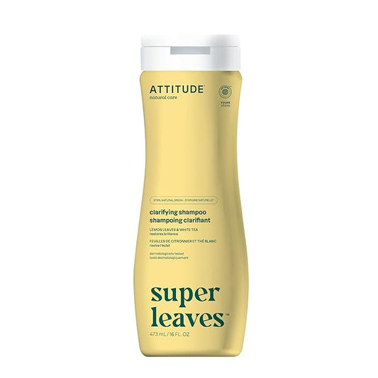 ATTITUDE Clarifying Hair Shampoo, EWG Verified, Restores Shine, Naturally Derived Ingredients, Vegan and Plant Based, Lemon Leaves and White Tea, 16 Fl Oz