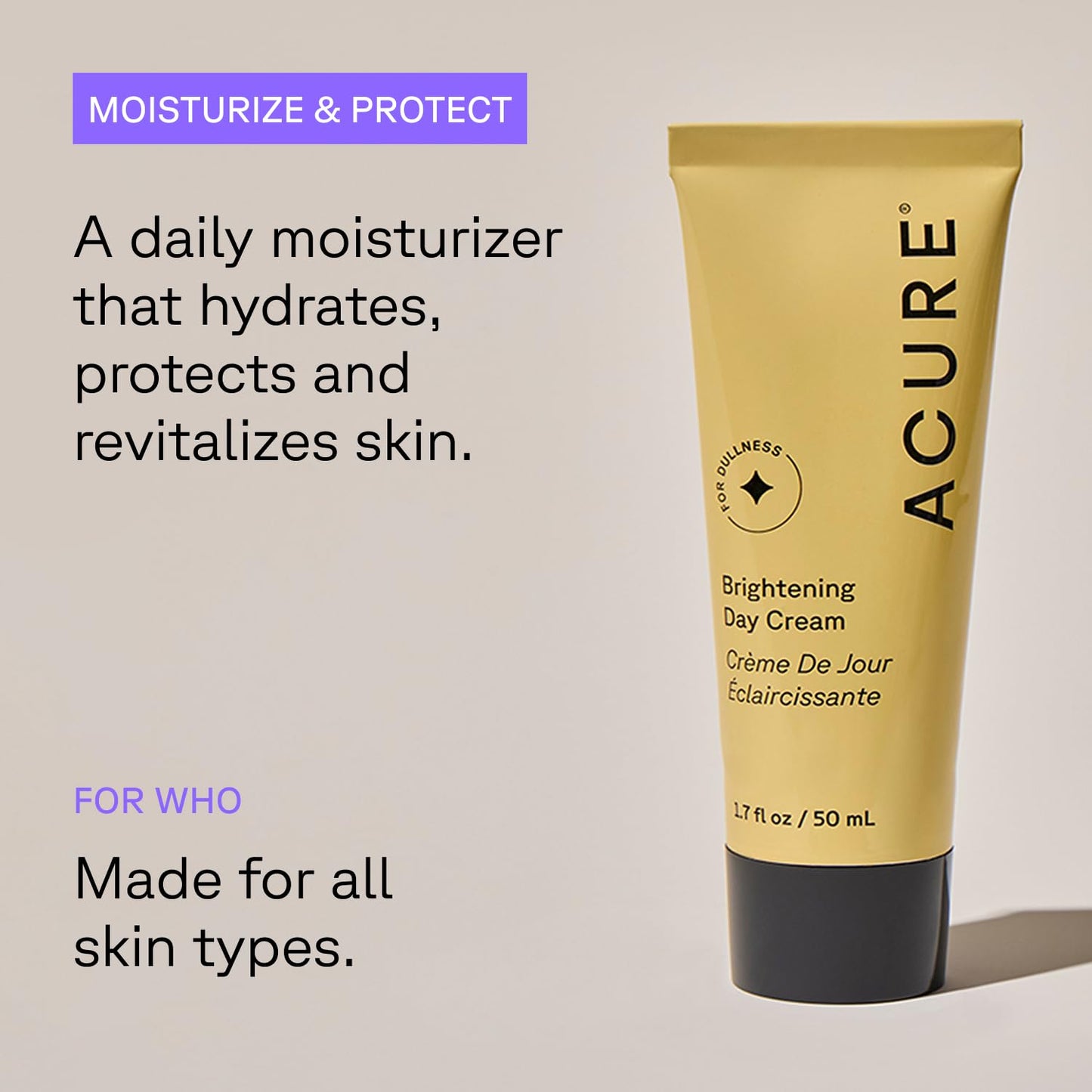 Acure Brightening Day & Night Cream Set – Hydrating & Radiance-Boosting Moisturizers for Even Skin Tone & Smooth Texture, Vegan, 1.7 Fl Oz Each