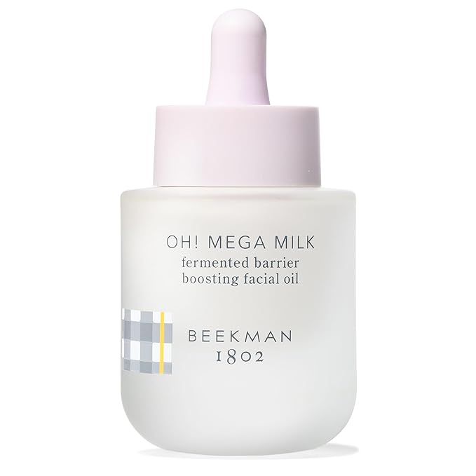 Beekman 1802 Oh Mega Milk Facial Oil - Hydrating Vitamin C & Niacinamide Serum - Repairs Skin Barrier & Reduces Dark Spots From Aging - Fragrance Free, Sensitive Skin Safe