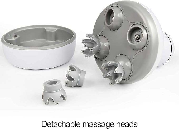 cotsoco Electric Scalp Head Massager, Scalp Hair Massage Waterproof Head Massager with 4 Heads 84 Nodes for Hair Growth and Stress Release Massage White