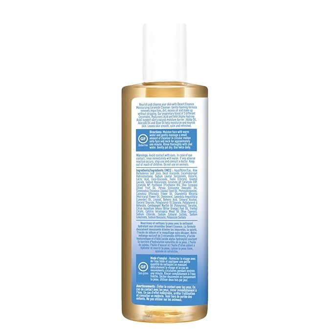 Desert Essence Moisturizing Ceramide Facial Cleanser 7.1 fl oz - Vegan, Gluten-Free. Cruelty-Free - Supports Skin's Natural Moisture Barrier - Moisturize and Nourish