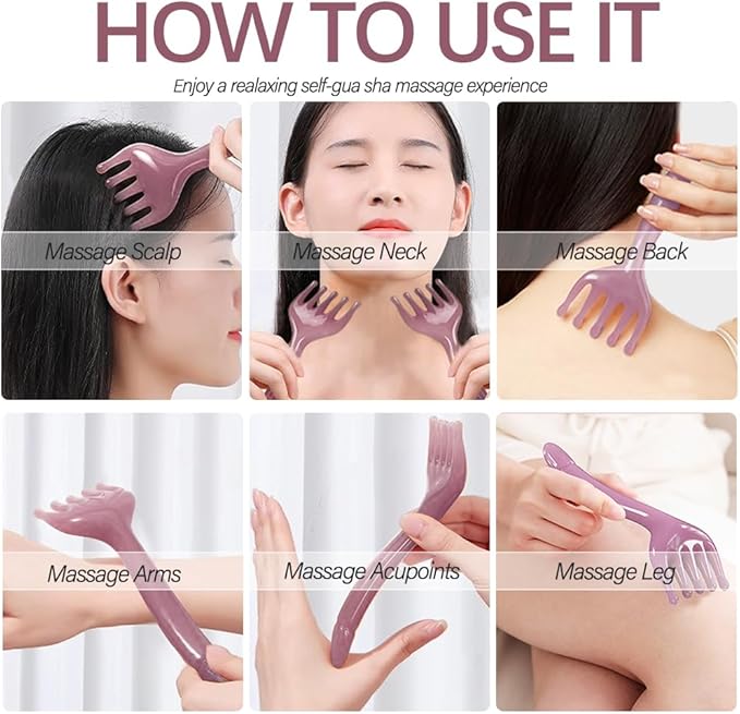 2PCS Head Massager Scalp - Resin Back Scratcher for Men Women - Five Claw Gua Sha Massager Comb for Foot Back Neck Shoulder Relaxation - Hair Scalp Massager Gua Sha Comb for Soothing Head Massage