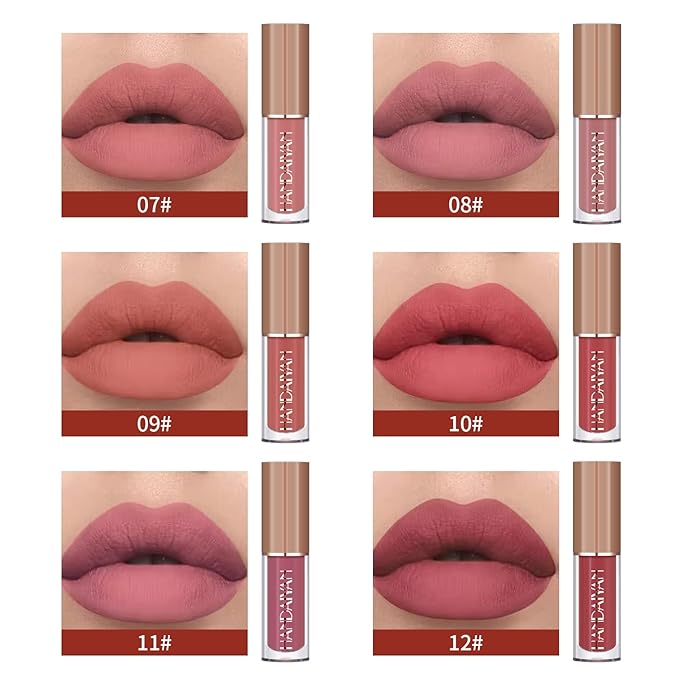 12 Colors Book Style Velvet Matte Liquid Lipstick Christmas Gift Set Long-Lasting Non-Stick Cup Not Fade Shimmer Nude Lip Gloss Thanks For the Love Lip Set (Set B)