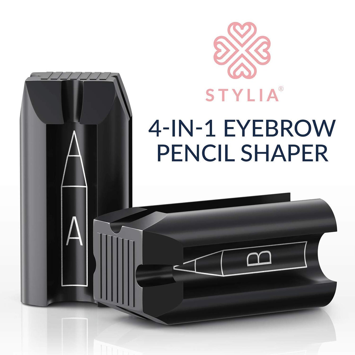 4-in-1 Plastic Duckbill-Shape Eyebrow Pencil Shaper - Eye Makeup Shaping Tool for Waterproof Peel Off Brow Pencils - Compact Cosmetic Shaper for Beginners & Professional