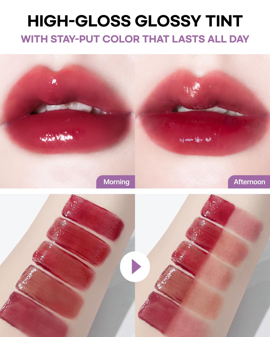 DEARMAY LA PISTE LIP TINT LP05 Starry 0.14 oz. long lasting lip stain with glossy finish and lightweight texture, non sticky, hydrating formula with no flaking and glassy vivid tint, korean makeup