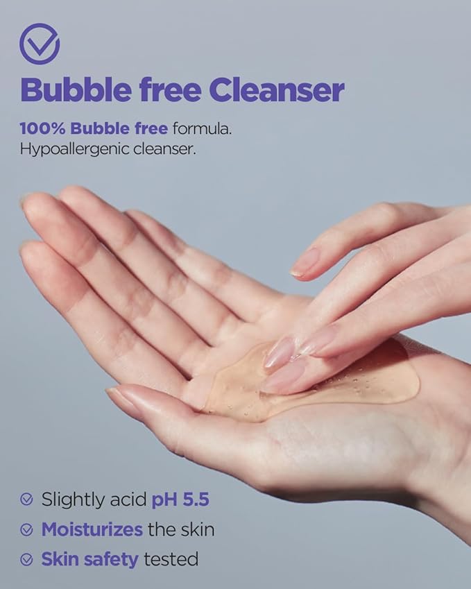 ACWELL pH Balancing Bubble-Free Hydrating Facial Cleansing Gel 5.4 fl.oz. - For Sensitive Skin, Hyaluronic Acid and Licorice Extracts, Non-foaming Cleanser for Skin Moisturization