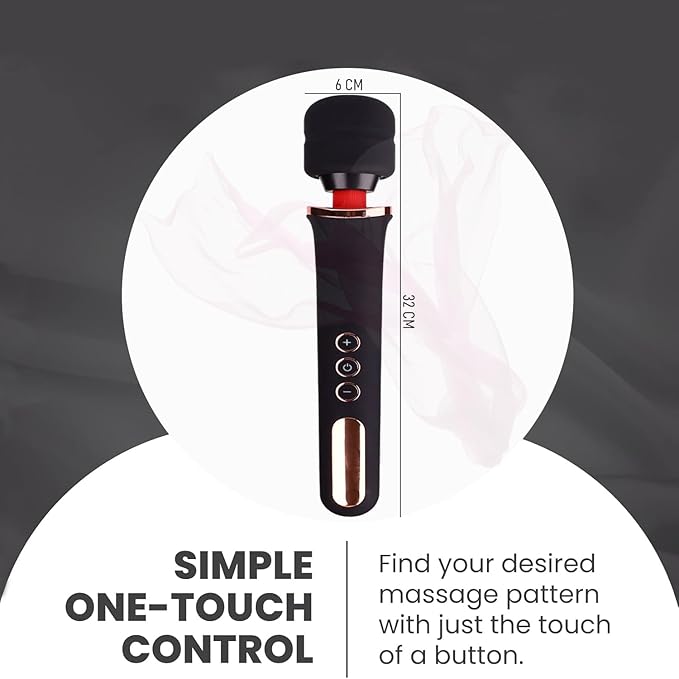 Cordless Relaxation Massager - 10 Powerful Speeds and 20 Patterns - Magic Stress Away for Muscle Aches and Sports Recovery-Rechargeable - Gift for Women her-Black