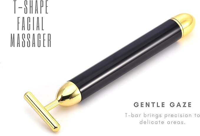 Black & Gold 3D Electric Facial Roller Massager Set, V Shape Roller & T Shape Massager, 3D Facial Roller, Skin Care Tools, Personal Massager