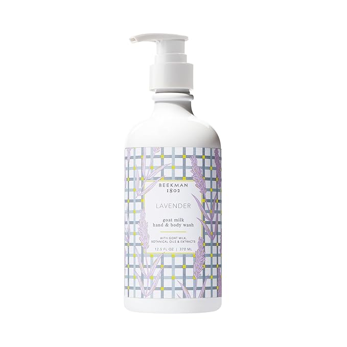 Beekman 1802 Goat Milk Hand Wash, Lavender - Scented - 12.5 oz - Cleanses, Softens & Nourishes Skin - Rinses Away Impurities - Good for Sensitive Skin - Cruelty Free - Ready For Use, Pump Inserted