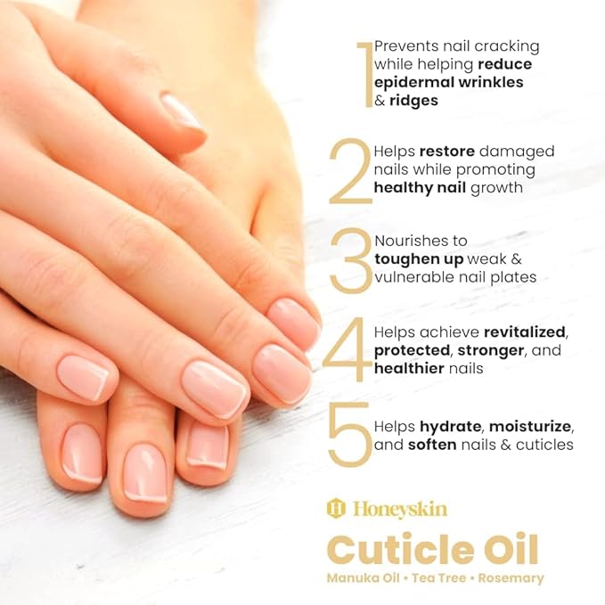 Cuticle Oil for Nails with Manuka Oil - Essential Oil for Nail Strengthener and Growth - Nail Oil Cuticle for Nail Treatment for Damaged Nails and cuticle Softener for Nails - 2 fl oz