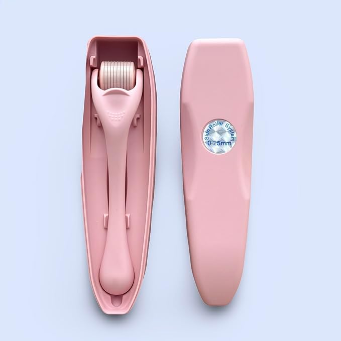 540 Stainless Steel Micropoint Derma Roller – Microneedling Roller for Face, Scalp & Beard – Skin Care Tool for Collagen Boost, Wrinkles & Hair Growth – Storage Case Included (Matte Baby Pink)