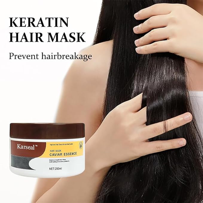 Caviar Essence Hair Mask, Deep Repair Conditioning Treatment for Dry or Damaged Hair, Enriched Collagen, Vitamins and Proteins, Repair Hair Soft and Shiny, 8.45 oz 250ml