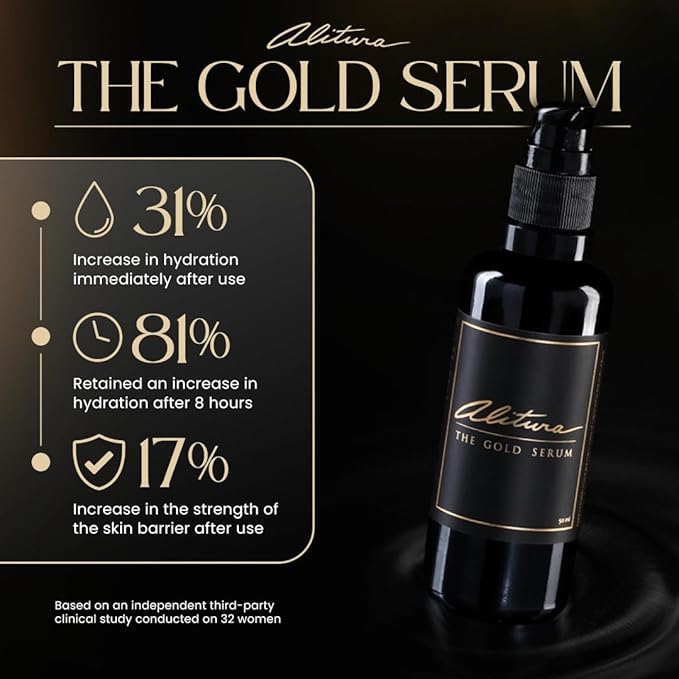 Alitura Anti-Aging Peptide & Collagen Gold Serum for Face – with Vitamin A, CoQ10 & Astaxanthin – Korean-Inspired Hydrating Serum for Wrinkles, Radiance & Firmness – 100ml