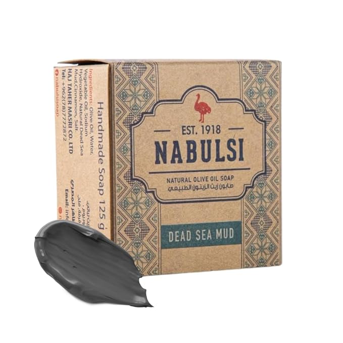 Dead Sea Mud Virgin Olive Oil Nabulsi Exfoliating Soap -1 Pack 4.4 OZ 100% Pure Olive Oil Soap Bar for Face & Body - Traditional with Real Scent - Chemical Free Soap Bar for Men & Women.