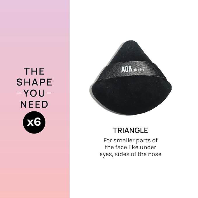 AOA Studio Velvet Puffs Makeup Puff Set of 6 Loose Powder Body Powder, Velour Makeup Blender Sponge Foundation Blending Sponges Set Beauty Makeup Tools (Black)