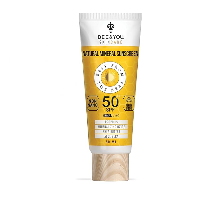 BEE and YOU Mineral Body Sunscreen SPF 50 | Non-Nano Zinc Oxide | 100% Natural, Reef-Safe, Broad Spectrum UVA/UVB Protection | Eco-Friendly Sunscreen for Body