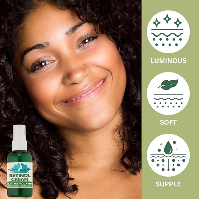 2.5% Retinol Cream for Face and Body - Lightweight, pore-friendly cream containing anti-aging retinol, hyaluronic acid, vitamin E, vitamin B5, and jojoba oil for all skin types - 2.24 oz