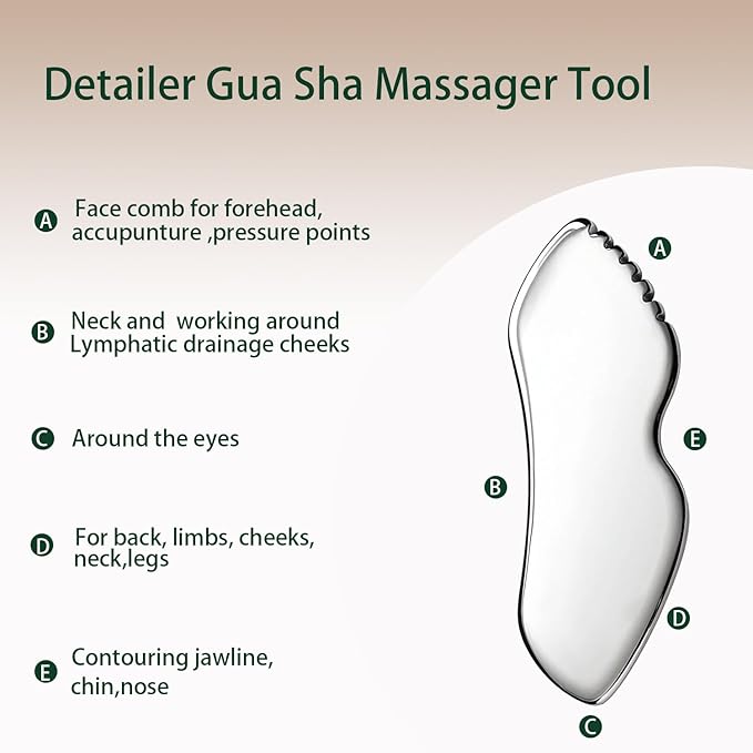 2Pcs gua sha facial tools stainless steel guasha set for face metal boby lymphatic drainage massage detailer gasha neck Gift for Women