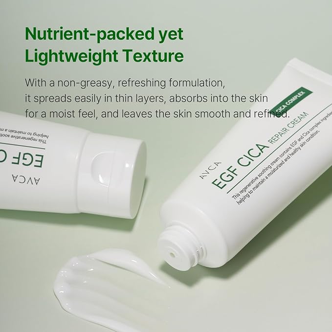 AVCA EGF Cica Repair Cream for Sensitive Skin, Redness Relief, and Hydration 100ml/3.38fl. oz.