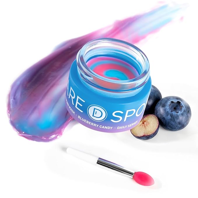 Blueberry Lip Sleeping Mask Overnight -Original Dual-Color Lip Balm for Softer and Smoother Lips, Intensive to Nourish and Hydration Reduce Fine Lines for Dry Cracked Skin - 0.42 Fl Oz