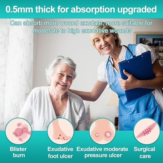 Dimora Hydrocolloid Dressing 4" x 4" for Wound Care, 10 Pcs Large Patch Bandages with Self-Adhesive for Bedsore, Burn, Blister, Acne Care, Super Absorbent for Fast Healing