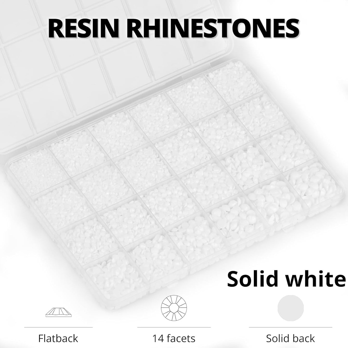 30000Pcs Resin Rhinestones Kit for Crafting Bedazzling, Solid White Flatback Gems Diamonds for Crafts Clothes Shoes Fabric Tumbler Jersey, Flat Back Jewels Bulk Assortment with b7000 Glue