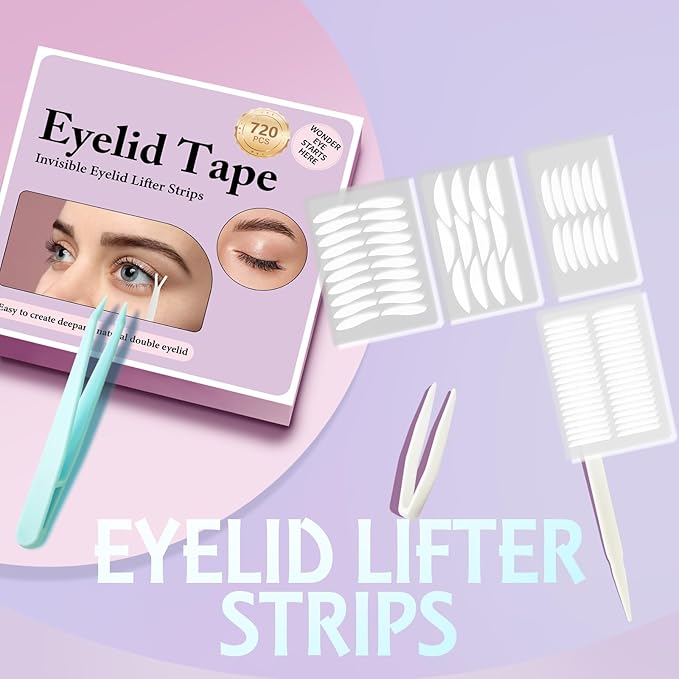 720PCS Invisible Eyelid Tape - Eyelid Lifter Strips - Eyelid Tape for Hooded Eyes Invisible, Instantly lifts loose Skin Around The Eyes Without Surgery, Creating Deep, Natural-looking Eyelids Easily