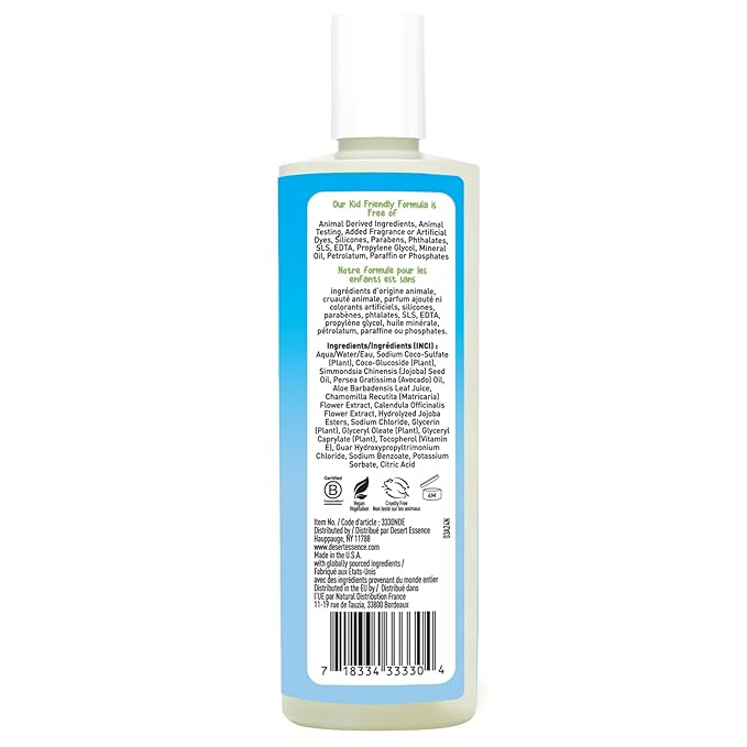 Desert Essence Kids Fragrance Free 2-in-1 Shampoo & Body Wash 12.0 fl oz - Vegan, Gluten-Free. Cruelty-Free - Leaves Hair & Skin Nourished - Gentle Formula