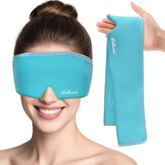 Cooling Eye Mask for Puffy Eyes, Headache and Migraine Relief Gel Eye Mask, for Headache, Puffiness, Eye Strain, Sinusitis & Post-Surgery Care – Large Soft Reusable Cold Eye Compress (Pale Blue)