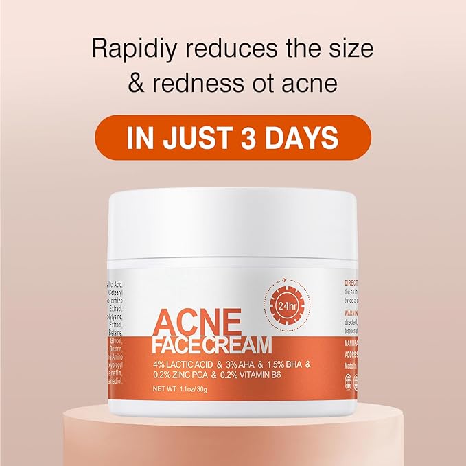 Acne Treatment Cream for Face & Body - Anti-acne Moisturizer for Teens & Adults - Spot Treatment for Breakouts & Blemishes - 30g