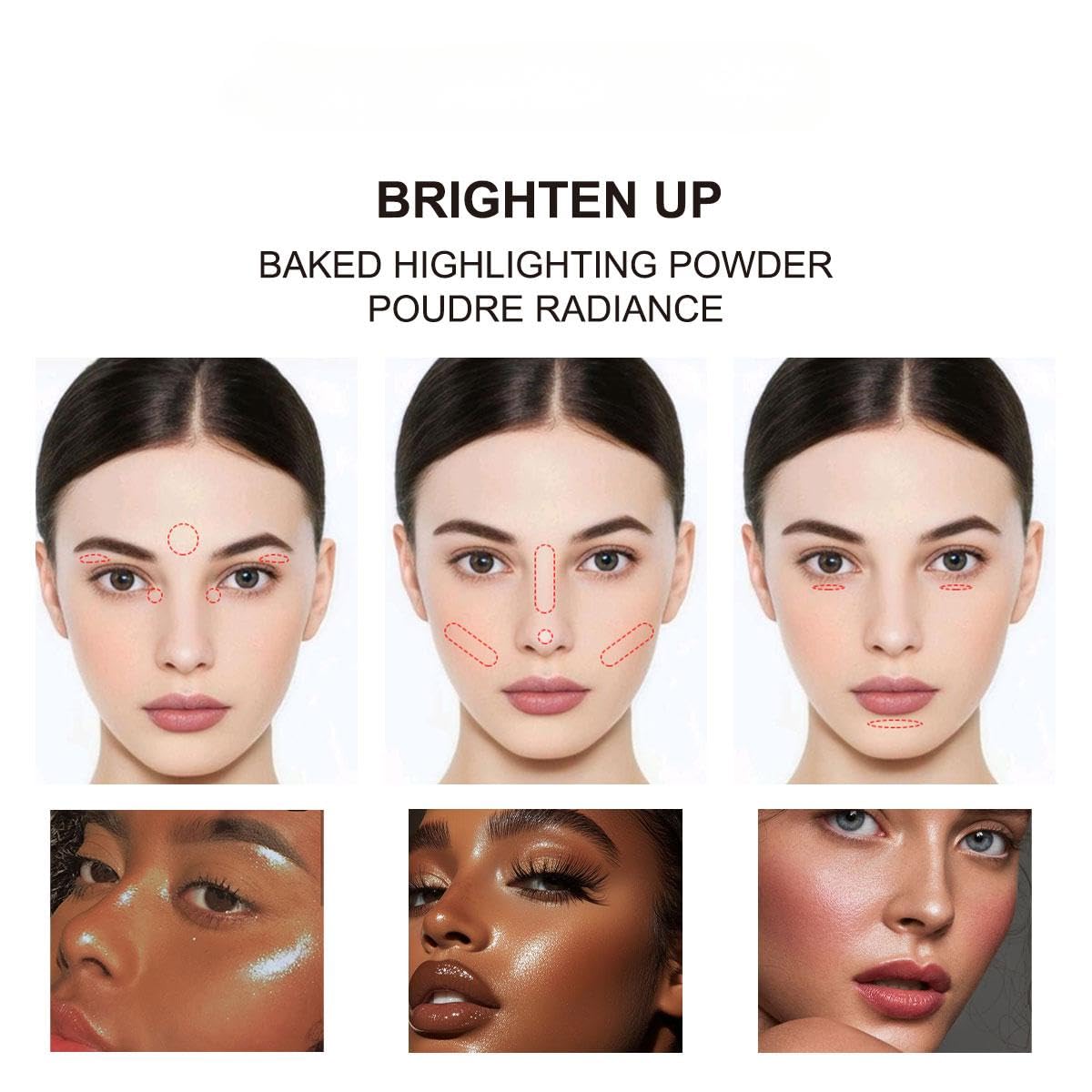 Baked Highlighter Contour Powder Sheer Pearl Shimmer Shades for Face Highlighter Makeup Brighten Up (306-Solar)