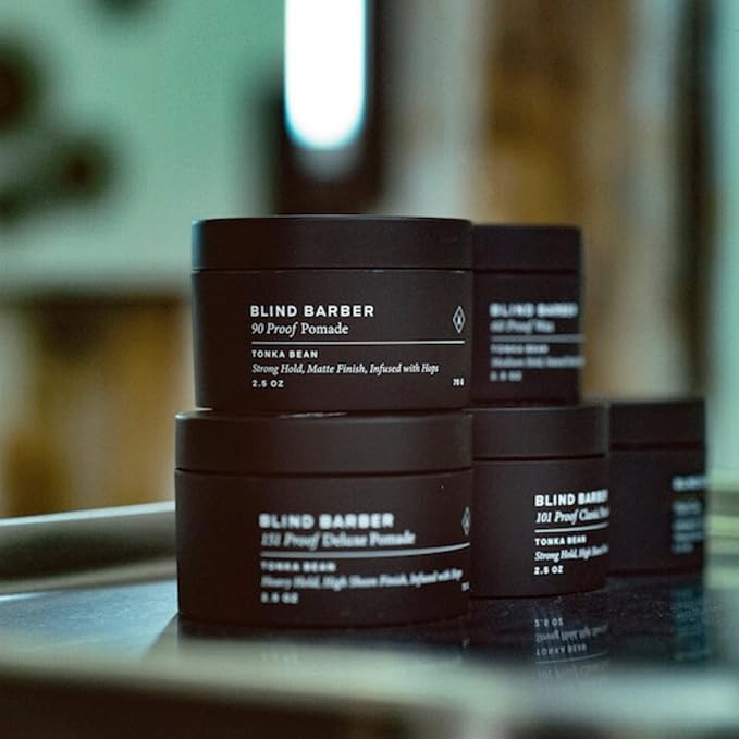 Blind Barber 90 Proof Hair Pomade for Men - Strong Hold, Natural Finish - Water-Based, Matte Pomade for Men with Hops & Tonka Bean - Free of Greasy Oils, Easy to Use - (2.5 Oz)