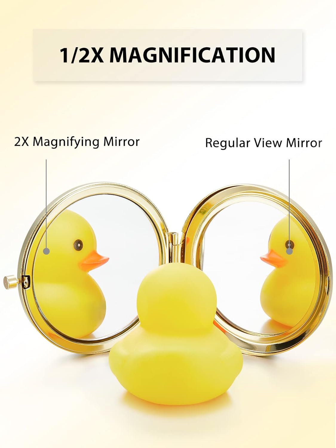 Compact Mirror Bulk, Pack of 24 Double-Sided 1X/2X Magnifying Metal Makeup Mirrors((Round,Gold)