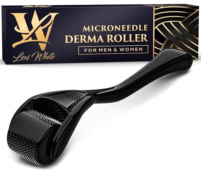 Derma Roller for Skin, Hair & Beard – Women and Men Titanium Microneedling Roller for Face & Scalp, Safe & Easy to Use 0.25mm