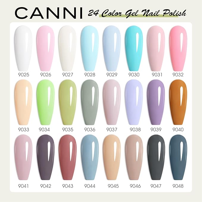CANNI CC2 Gel Nail Polish Set, 30 Pcs 9ml White Pink Nude Blue Pastel Gel Polish Kit Soak Off LED Natural Nail Polish Set Nail Art Starter Manicure Salon DIY at Home