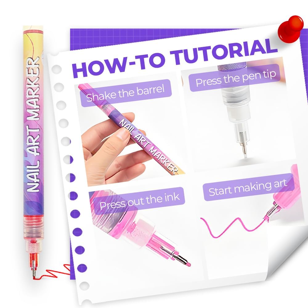 12 Colors Nail Art Pens Set, 2025 Upgrade Nail Art Markers for Gel Nails, 3D Nail Polish Pens, Drawing Painting Point Dotting Pen Acrylic Paint Marker for DIY Nails Art Manicure Tools (2 Set)