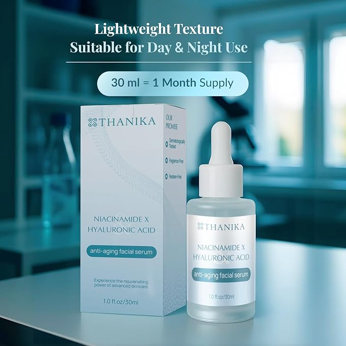Anti Aging Hyaluronic Acid Serum with 10% Niacinamide - Face Hydration with Inulin - Lightweight Anti Aging Serum for Wrinkles, Fine Lines & Uneven Skin Texture - 1 fl oz