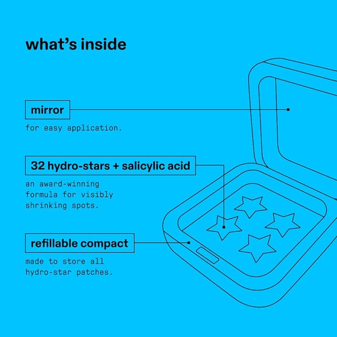 Starface World Hydro-Star Hydrocolloid Pimple Patches (32 ct) with Big Yellow Compact, and Hydro-Star + Salicylic Acid Patches (32 ct) with Big Blue Compact