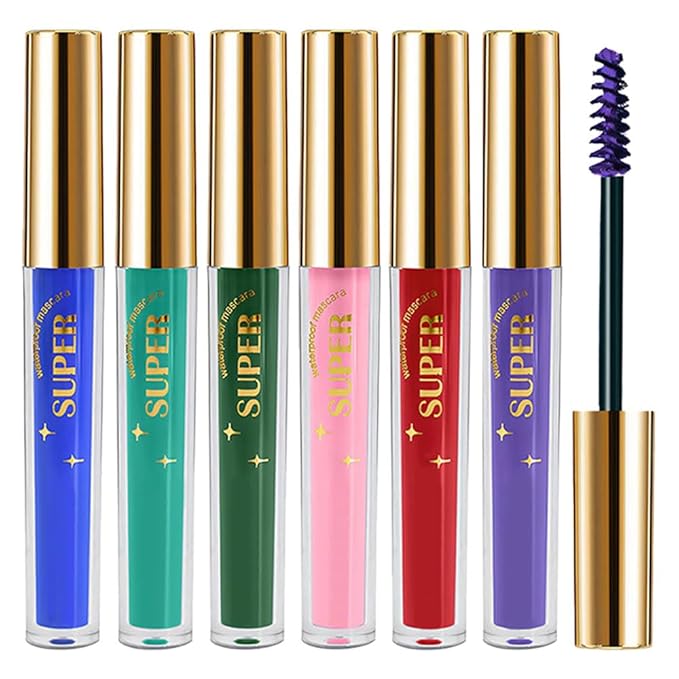 Colored Mascara for Eyelashes, Voluminous Colorful Mascara Set, Pink Purple Blue Green Red Teal Lash Pack - Lengthening, Defining, Curling, Multiplying Formula, Cruelty-Free & Waterproof