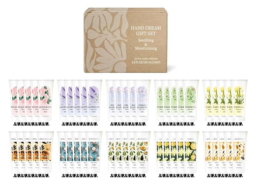 BODY & EARTH 50 Pack Hand Cream, Mini Lotion Bulk, Travel Size Lotion Bulk, Teacher Gifts, Bridesmaid Gifts and Bachelorette Party Favors.