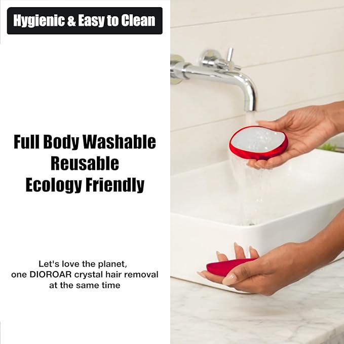 Crystal Hair Eraser,Upgrade Crystal Hair Remover,Physical Nano Glass Hair Removal Device,Painless Epilator and Exfoliator Without Shaver for Quick Soft Silky Skin(Red)