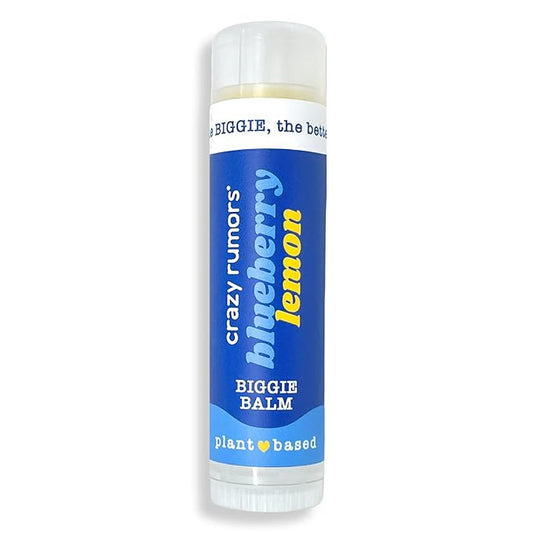 Crazy Rumors Biggie Blueberry Lemon Flavored All Natural, Plant Based Lip Balm to Moisturize and Nourish your Lips - Blueberry Lemon tube 0.6 oz (4x Larger than standard 0.15 oz lip balm)