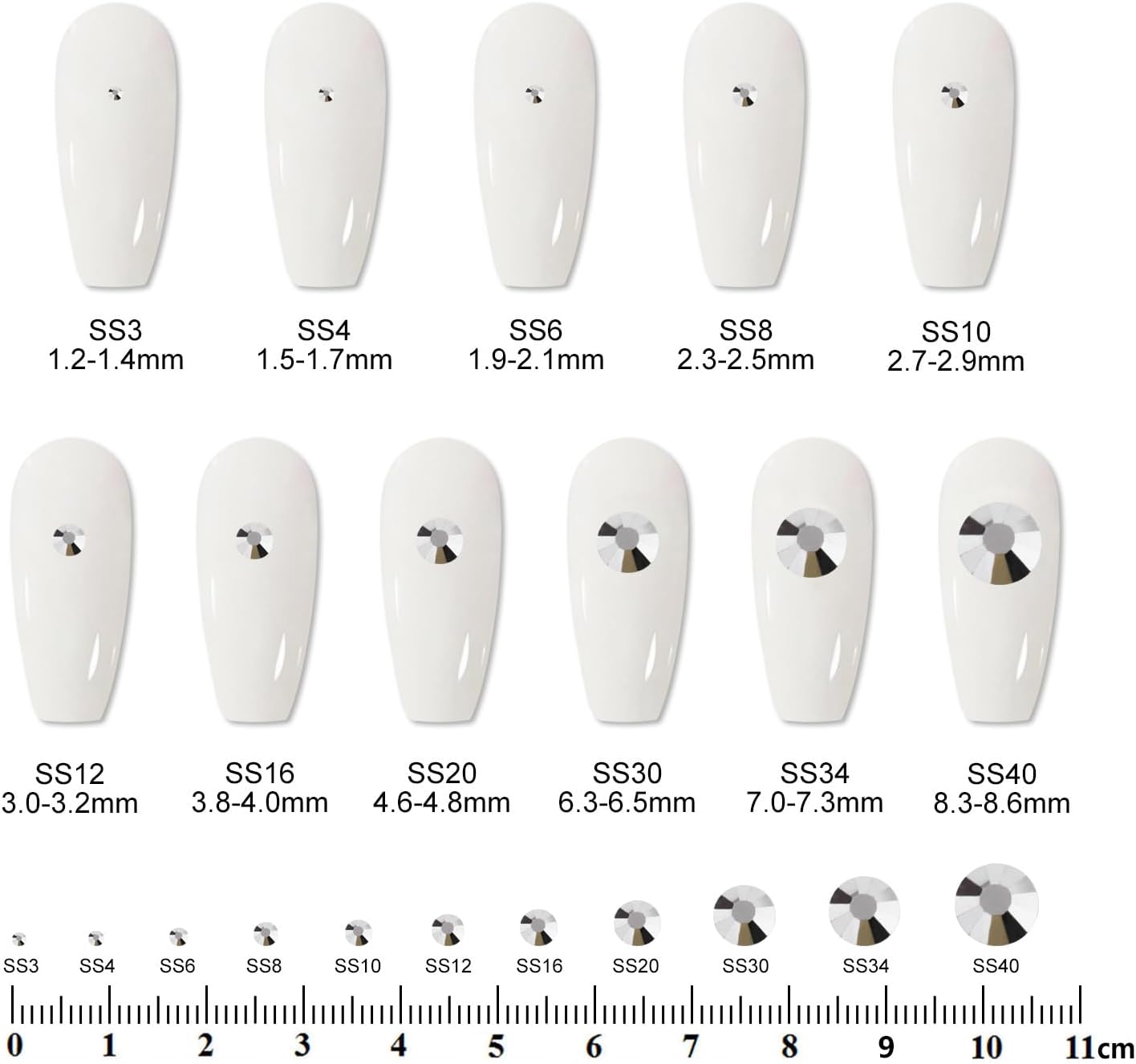 2000 PCS SS20 Flatback Rhinestones,12-Facet Diamond-Cut Glass Gems for Nail Art,Clothing,DIY Crafts,Glue-On Decoration Stones with Silver Backing,Silver Hematite