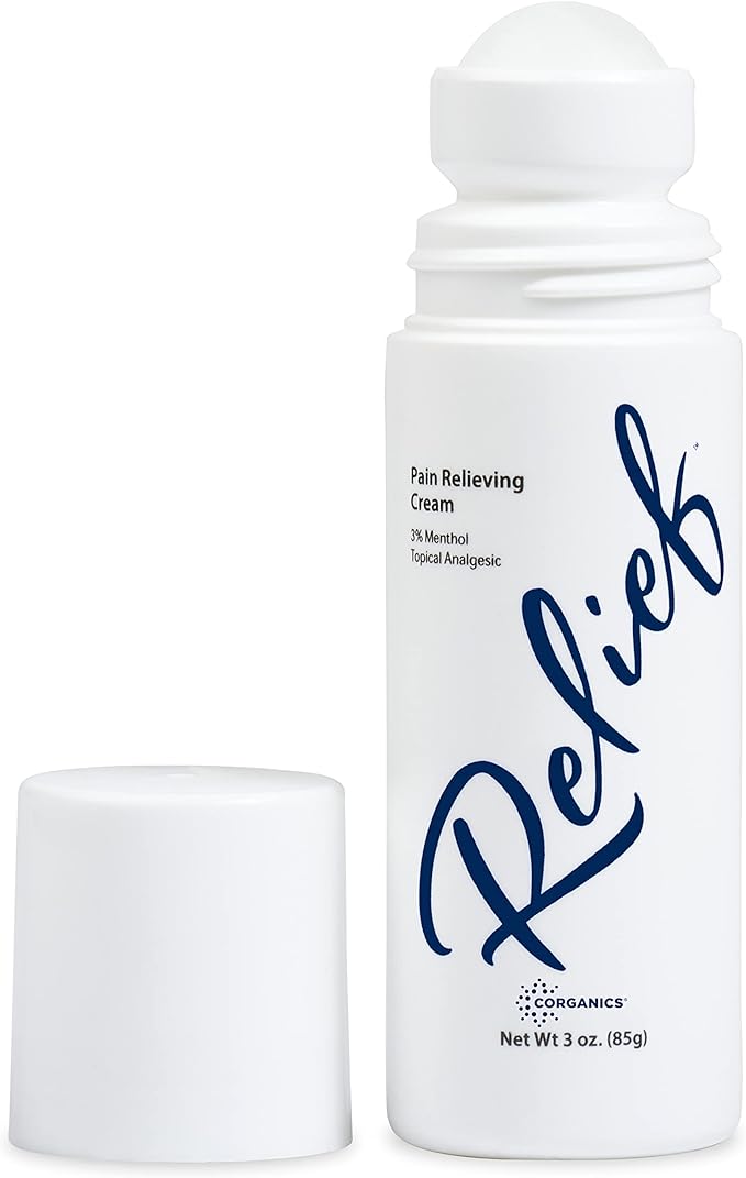 Topical Pain Relief Cream Natural Essential Oil Based Knee Joint Back Leg Feet Foot Hands Arthritis - Roll-on, 3 oz.