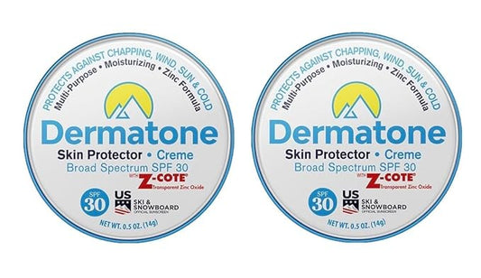 Dermatone Skin Protection Balm w/Zinc SPF 30 | Moisturizing Creme | Heals & Repairs Dry Skin | Advanved Therapy Lips and Face Repair| 2-Pack, 0.5 oz tins