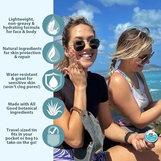 All Good Zinc Butter Sunscreen - Travel Size, Zinc Oxide Face, Nose, Ears Sunscreen, UVA/UVB Broad Spectrum SPF 50+ Water Resistant, Coral Reef Friendly (1 oz)(3-pack)