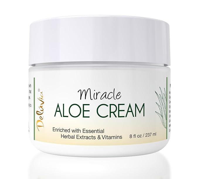Deluvia Miracle Aloe Cream | Face & Body Moisturizer with Vitamin E & Organic Aloe Vera | Hydrating, Soothing for Dry Skin, Anti-Wrinkle, Acne Scars, Rosacea, Psoriasis, Eczema - 8 oz
